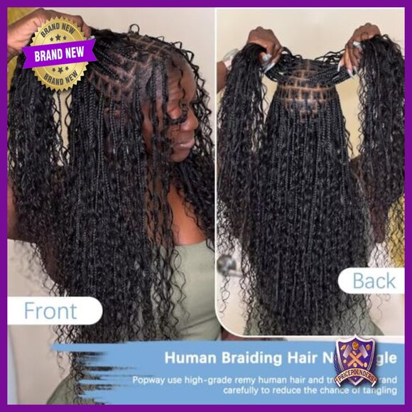 150g 14 Inch Human Hair Extensions 6 Bundles Deep Wave Boho Braiding main image 7